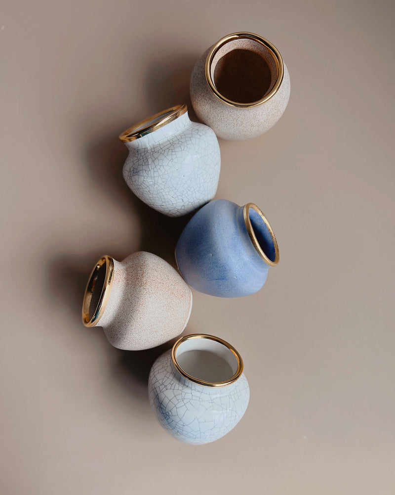 Small Flower Vase in Oat + Gold
