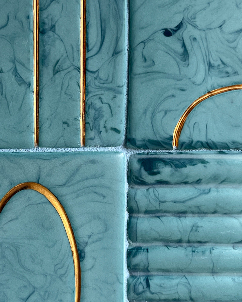 Turquoise Marble Floating Wall Art - 12.5"