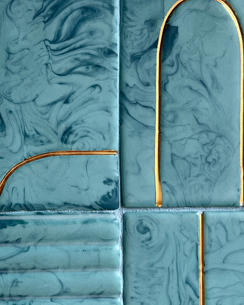 Turquoise Marble Floating Wall Art - 12.5"