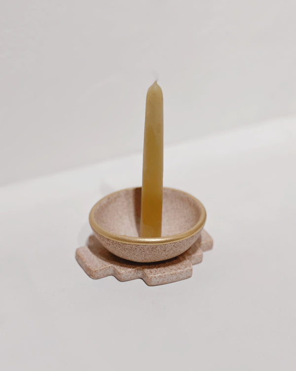 Candleholder in Oat + Gold