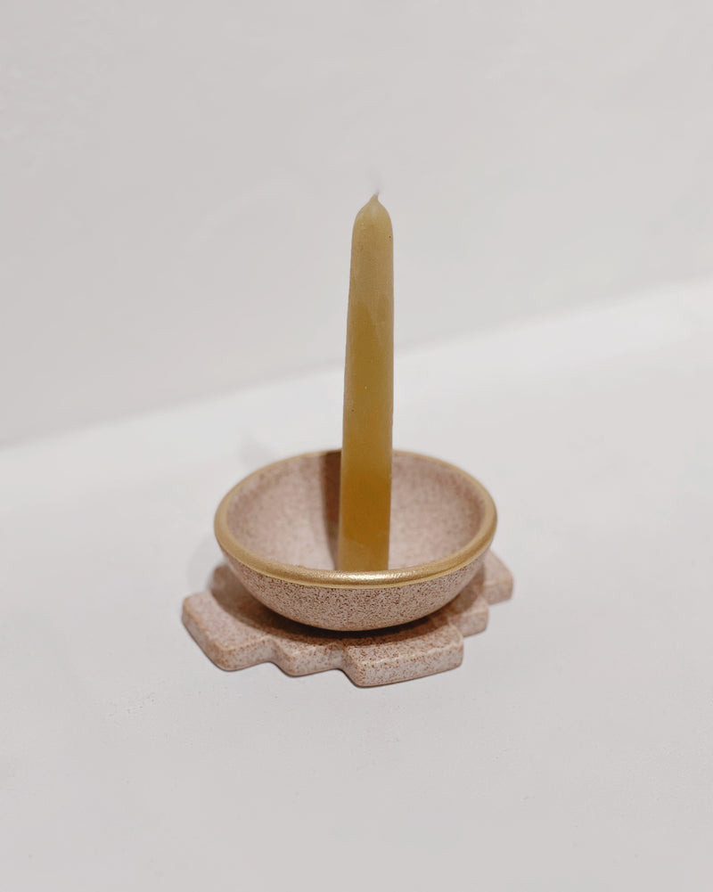 Candleholder in Oat + Gold