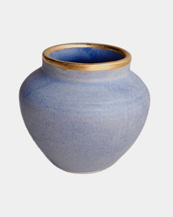 Small Flower Vase in Denim + Gold
