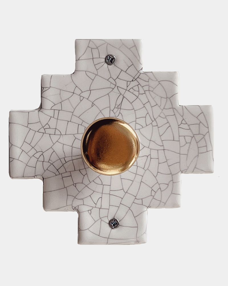 Ceramic Wall Hook in Crackle + Gold