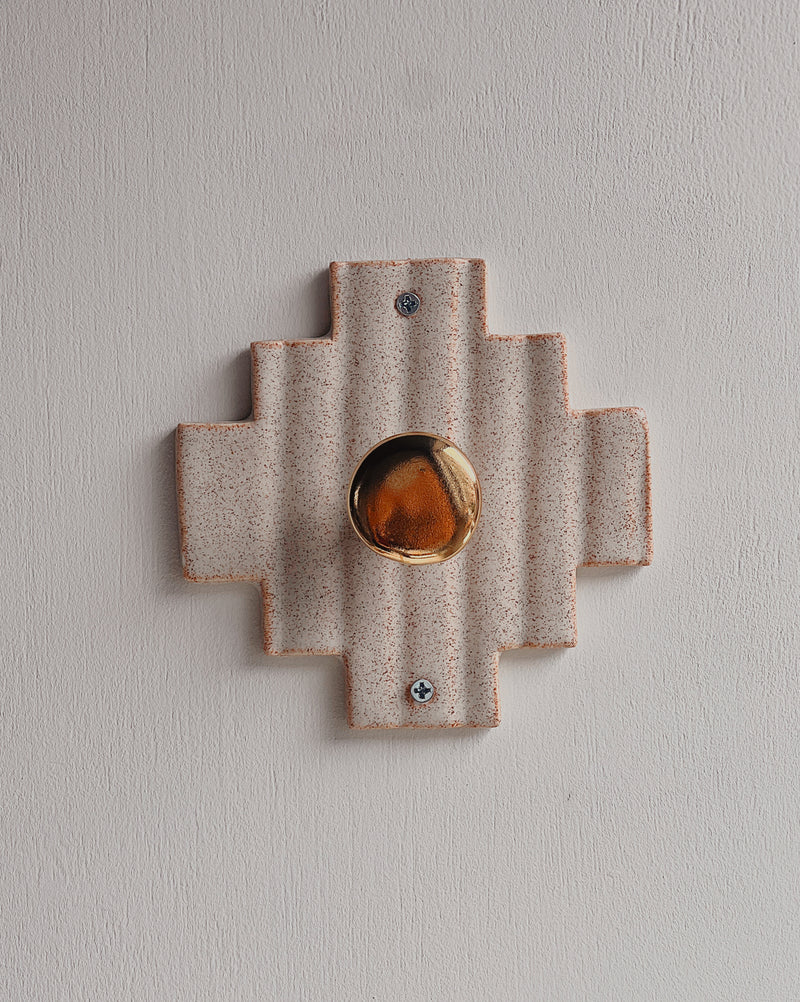 Ceramic Wall Hook in Oat + Gold