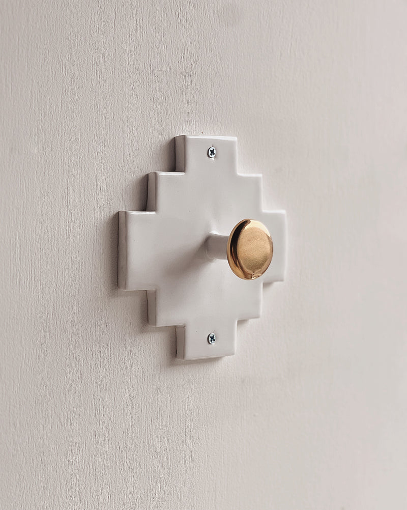 Ceramic Wall Hook in White + Gold