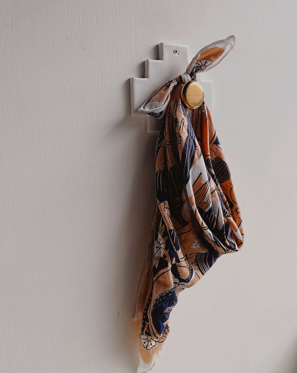 Ceramic Wall Hook in White + Gold