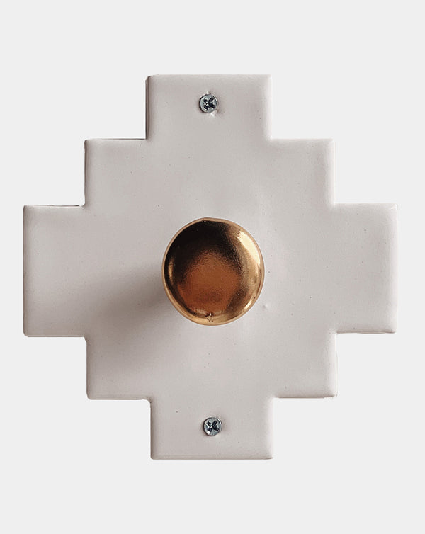 Ceramic Wall Hook in White + Gold