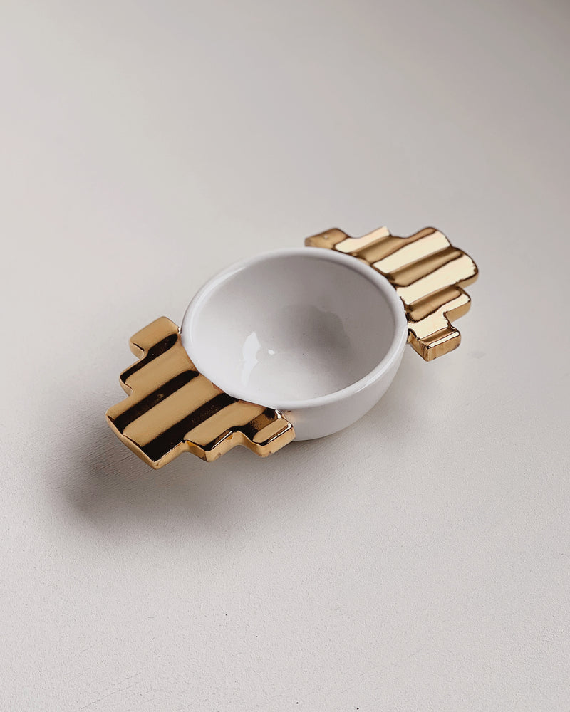 Sol Dish in Gloss White + Gold