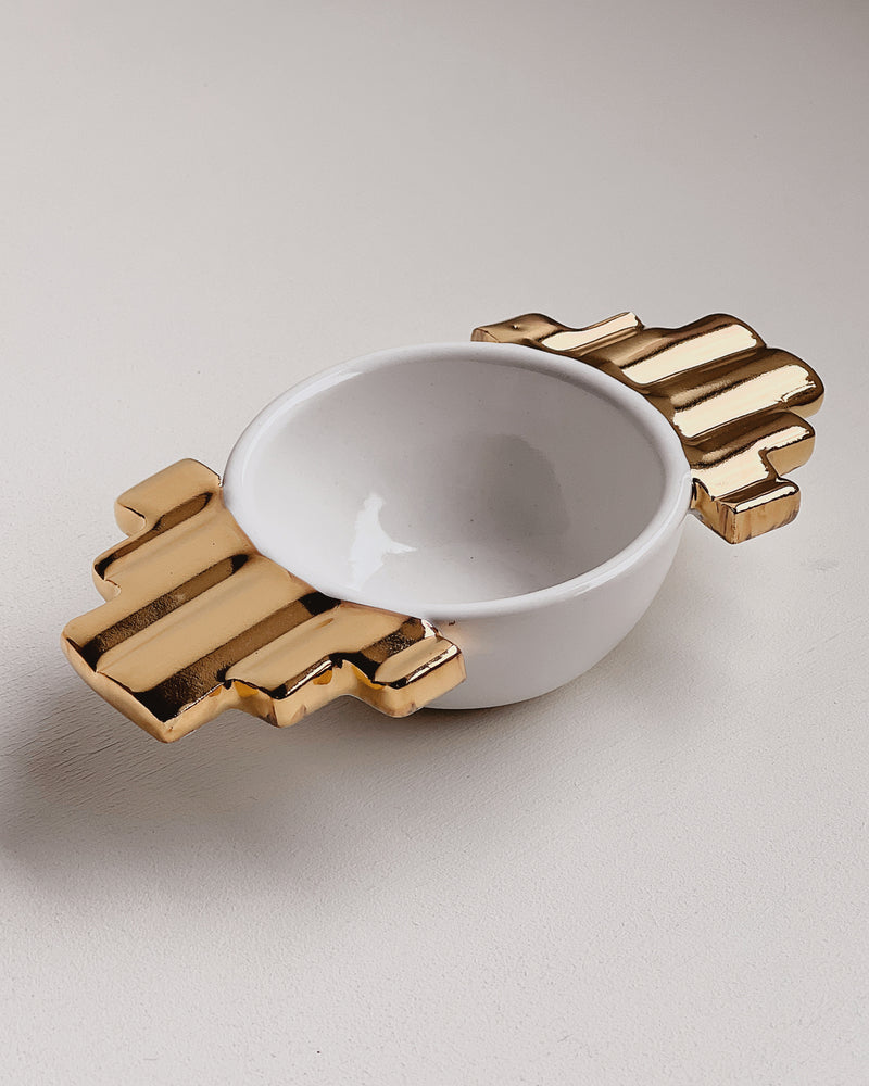 Sol Dish in Gloss White + Gold